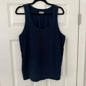 Todd Snyder Mens Navy Blue Textured Tank Top M Solid Casual Shirt Beach Comfy‎